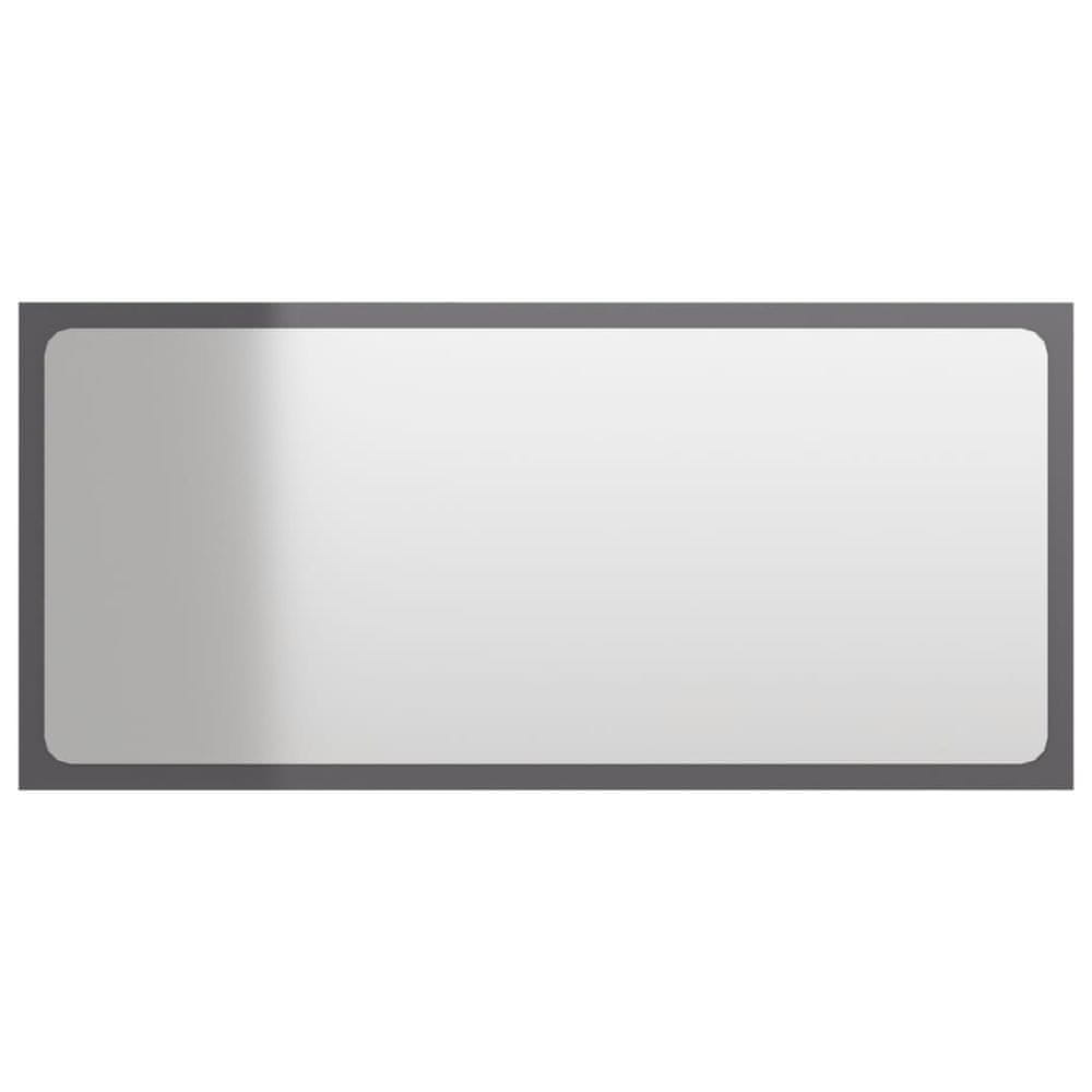 Vidaxl Kúpeľňové zrkadlo, lesklé sivé 80x1,5x37 cm, kompozitné drevo